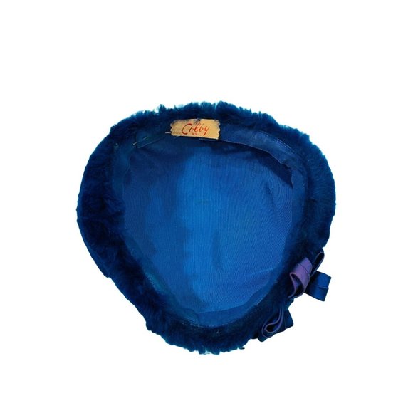Vintage 1960s Faux Fur Hat Mod Colby Blue Round Cap main image 6
